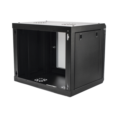 LINKEDPRO - Gabinete de Pared de 9U con Puerta de Cristal Templado, 455 mm de Profundidad, Rack de 19'', Acero Reforzado Color Negro.