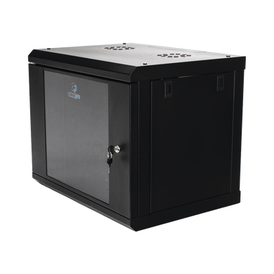 LINKEDPRO - Gabinete de Pared de 9U con Puerta de Cristal Templado, 455 mm de Profundidad, Rack de 19'', Acero Reforzado Color Negro.