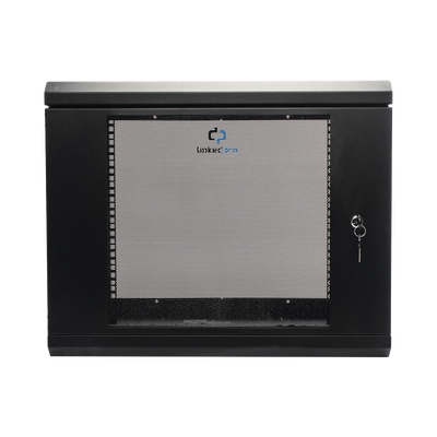 LINKEDPRO - Gabinete de Pared de 9U con Puerta de Cristal Templado, 455 mm de Profundidad, Rack de 19'', Acero Reforzado Color Negro.