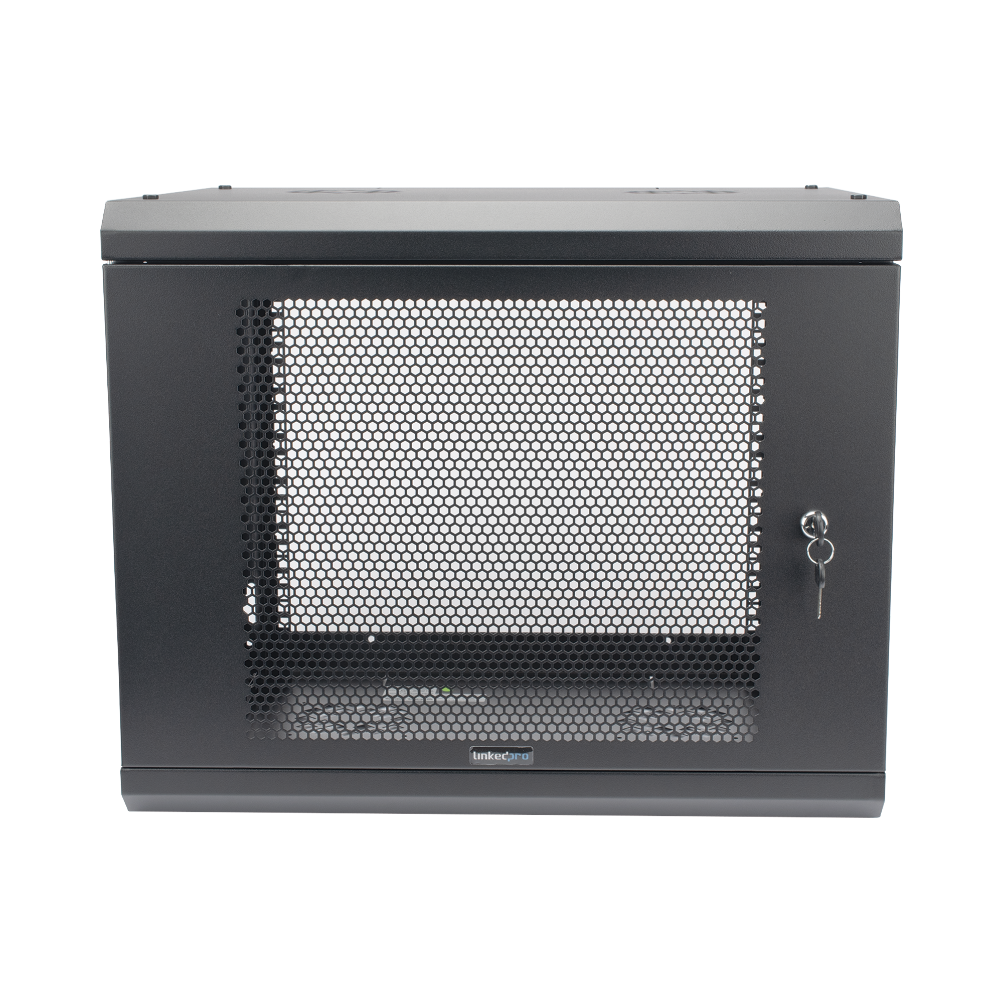 LINKEDPRO - Gabinete de Pared de 9U con Puerta Perforada, 455 mm de Profundidad, Rack de 19'', Acero Reforzado Color Negro.