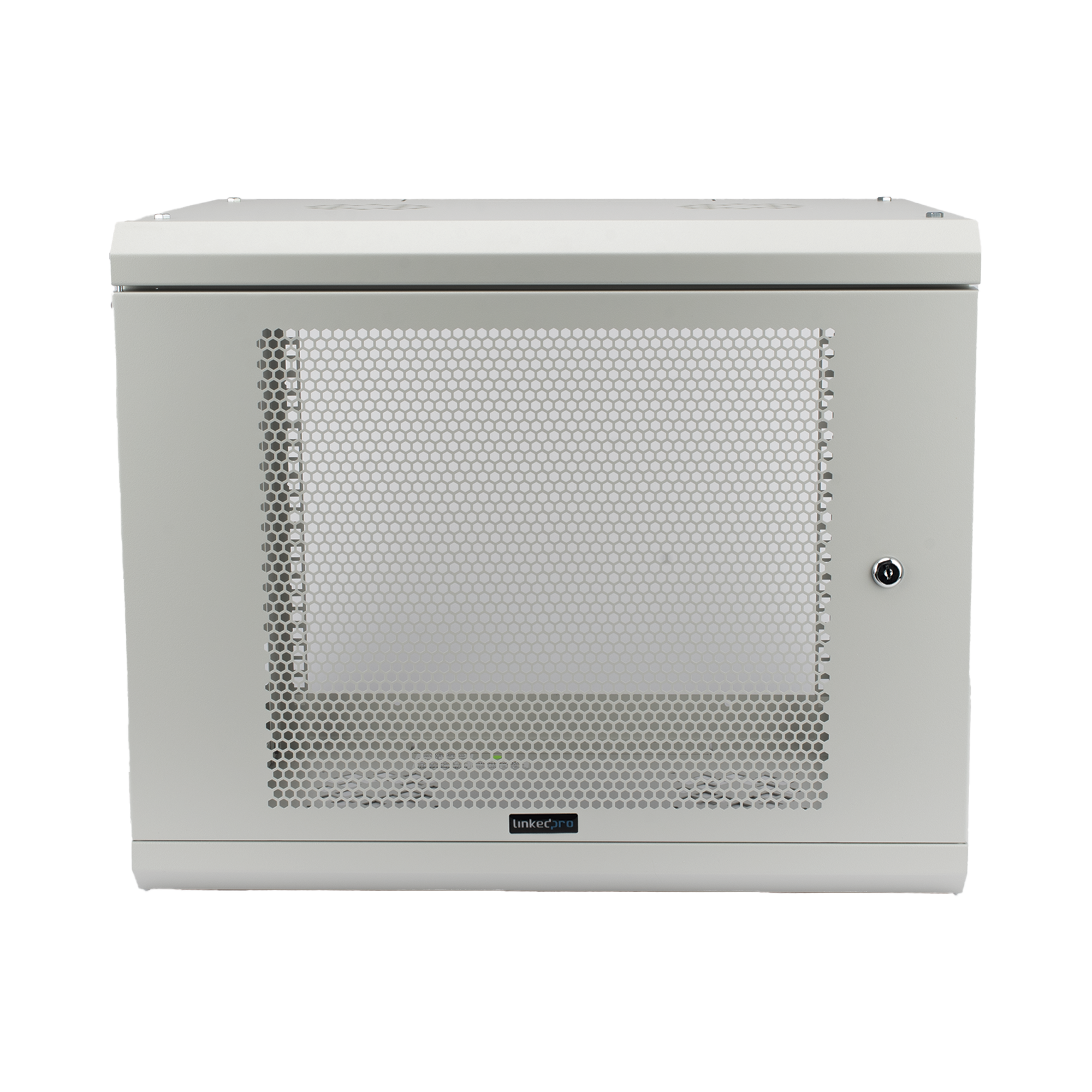 LINKEDPRO - Gabinete de Pared de 9U con Puerta Perforada 455 mm de Profundidad, Rack de 19'', Acero Reforzado Color Gris Mate