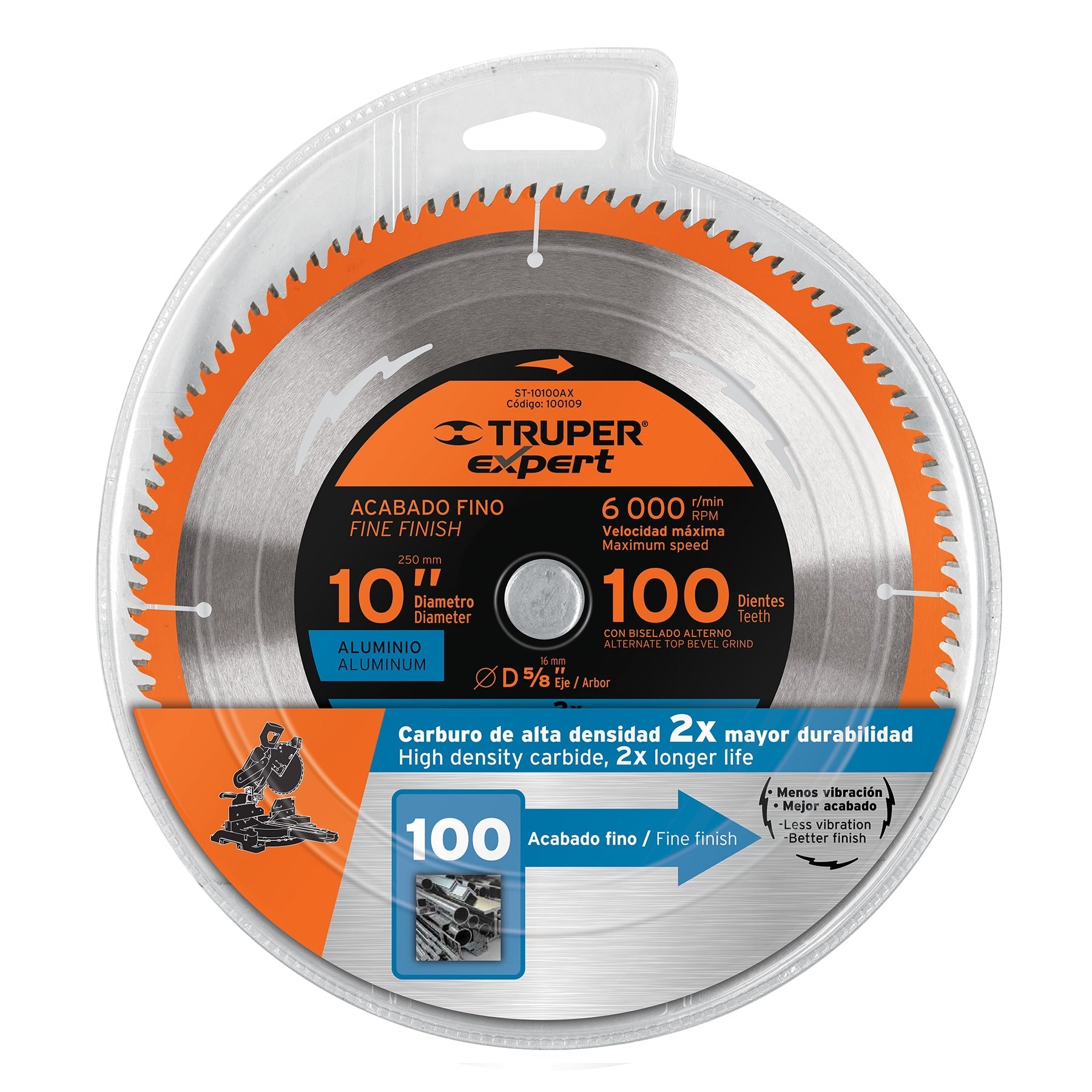 Disco sierra 10' p/aluminio, 100 dientes centro 5/8', Expert