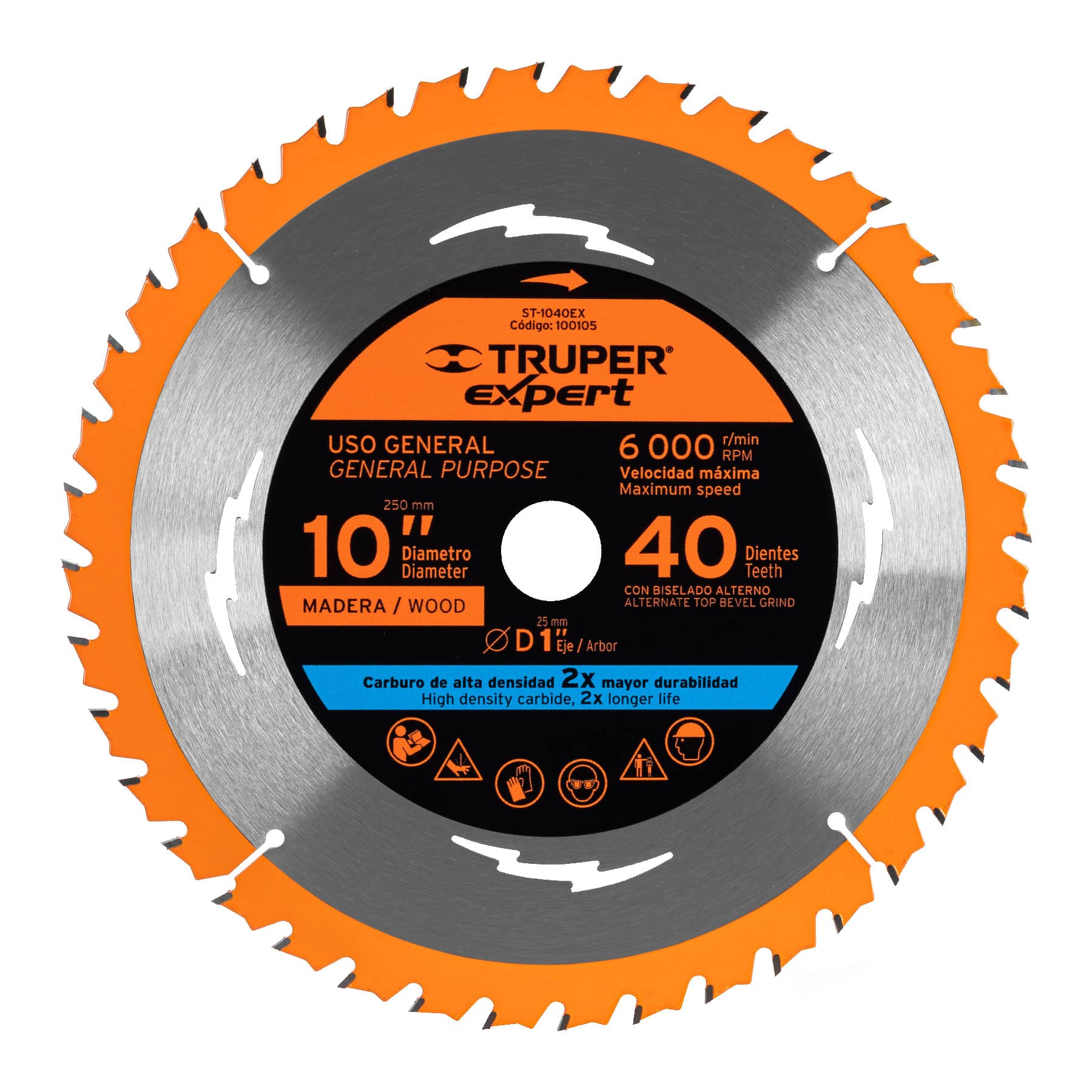 Disco sierra 10' para madera, 40 dientes centro 1', Expert