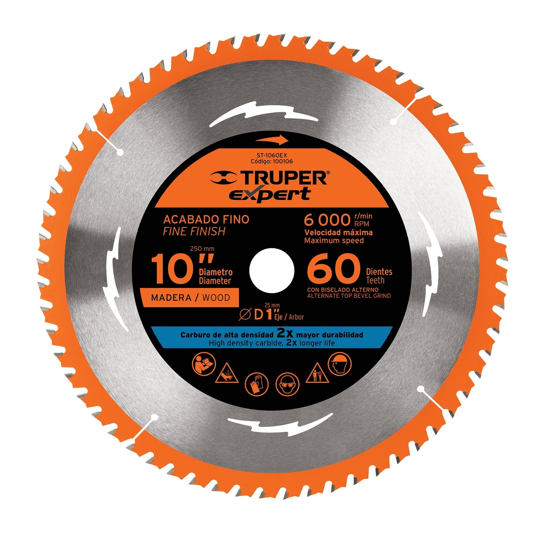 Disco sierra 10' para madera, 60 dientes centro 1', Expert