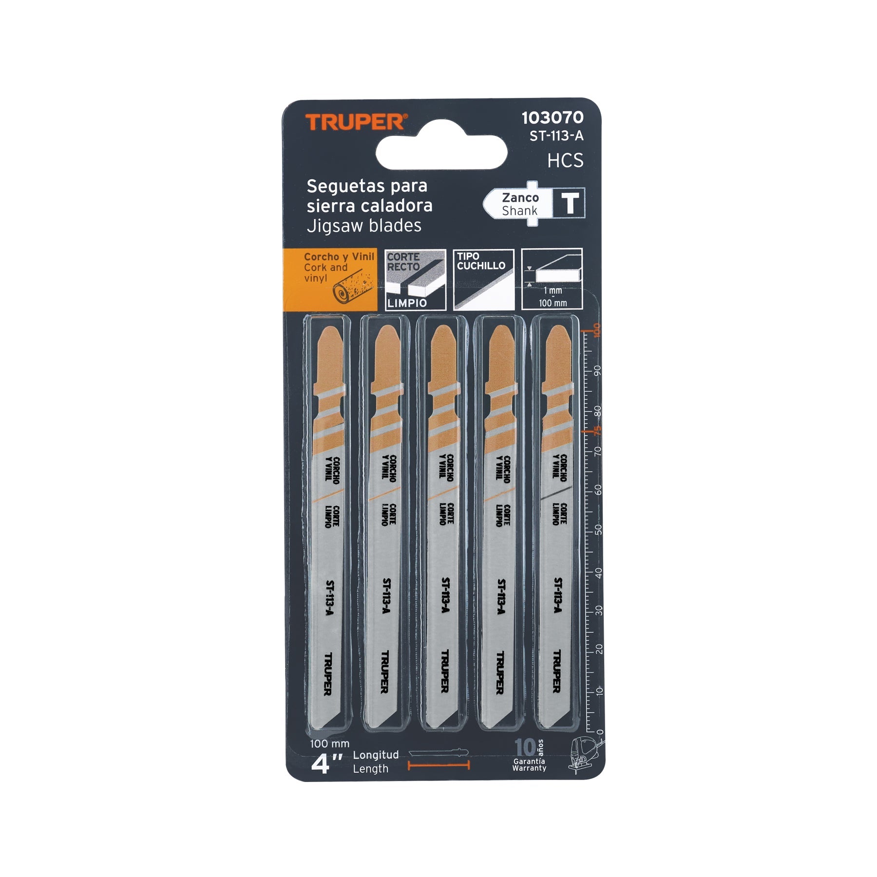 Blister 5 seguetas T, cuchilla HCS, para material suave