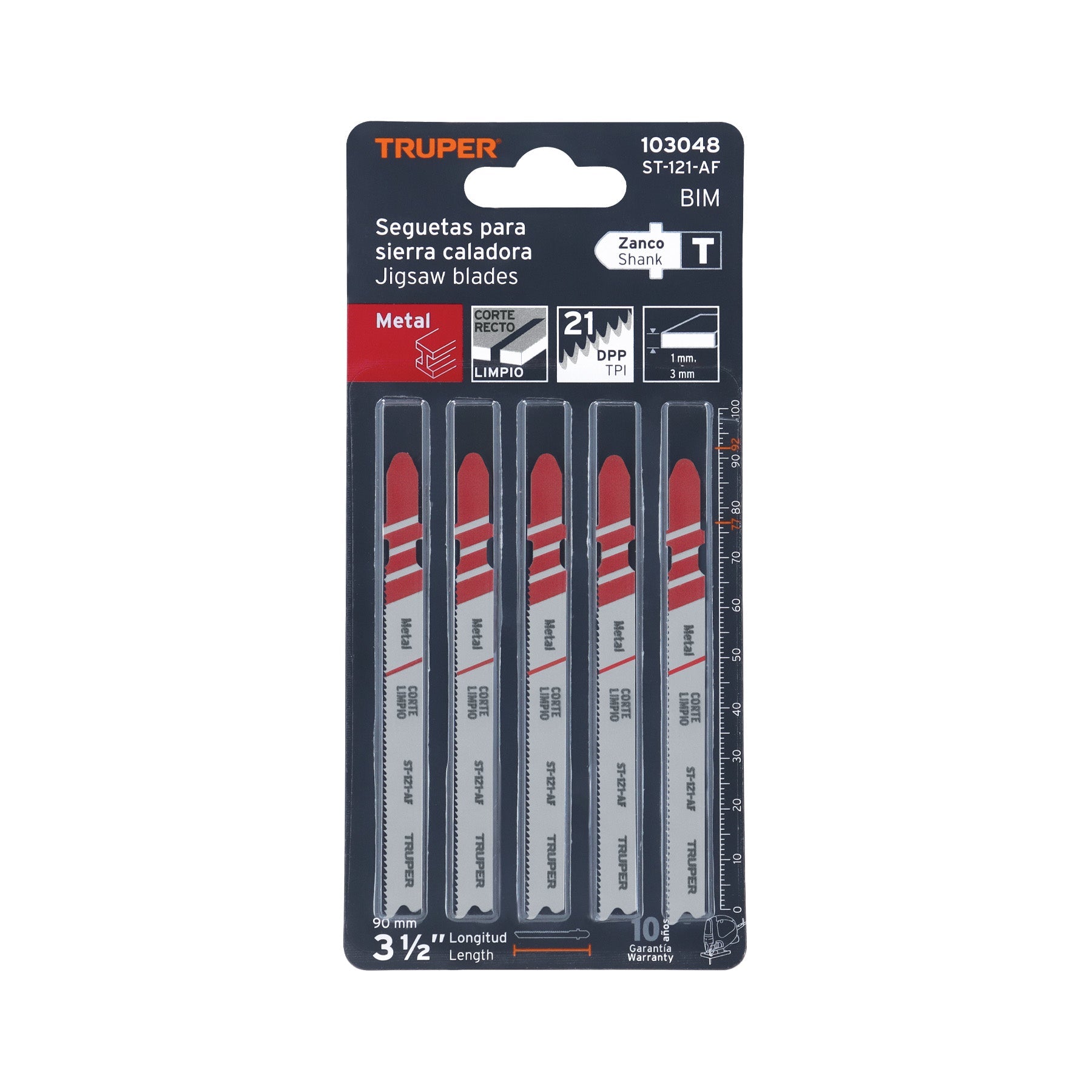 Blister 5 seguetas T, 21 DPP BIM, corte recto rapido/metal