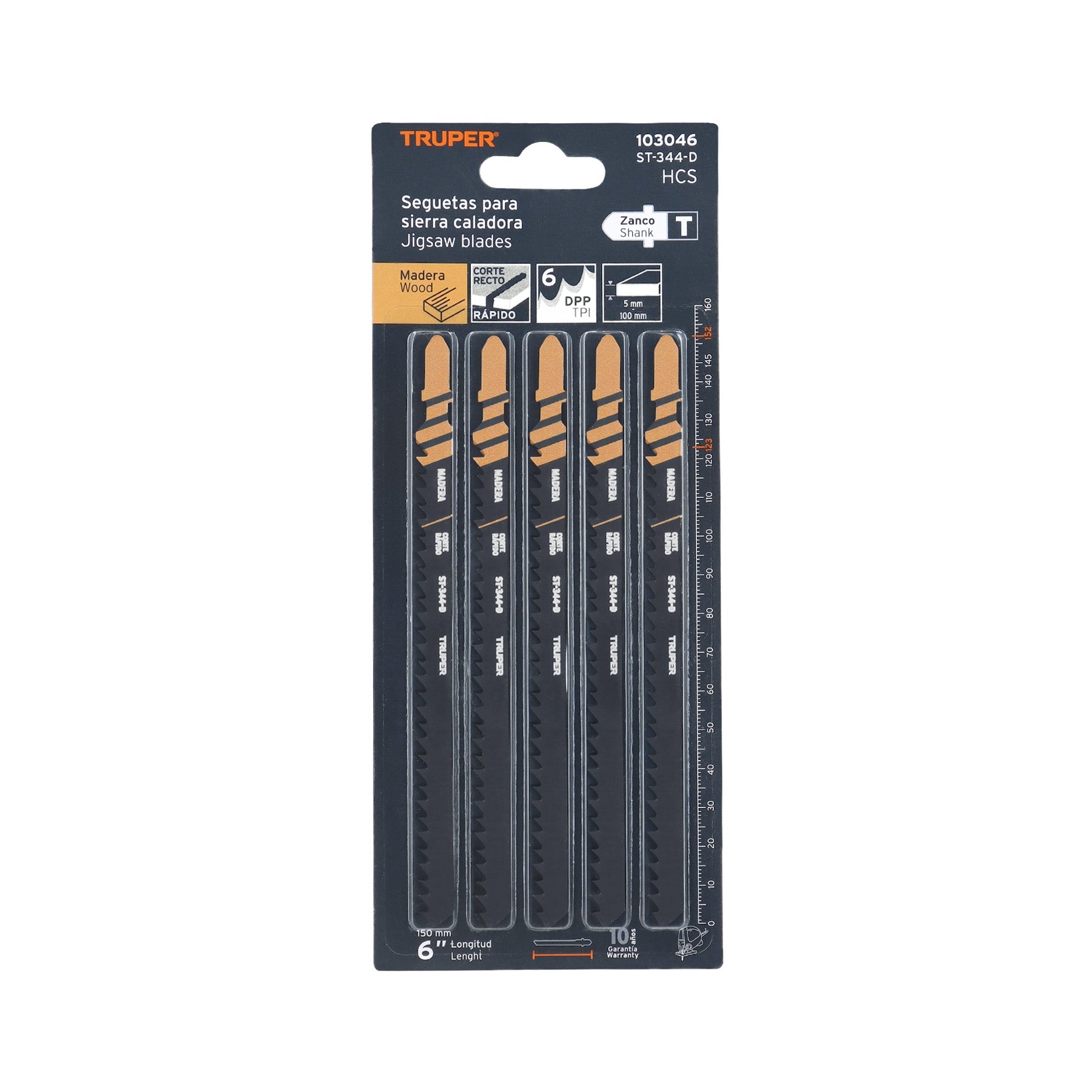 Blister 5 seguetas T, 6 DPP HCS, corte recto rapido/madera