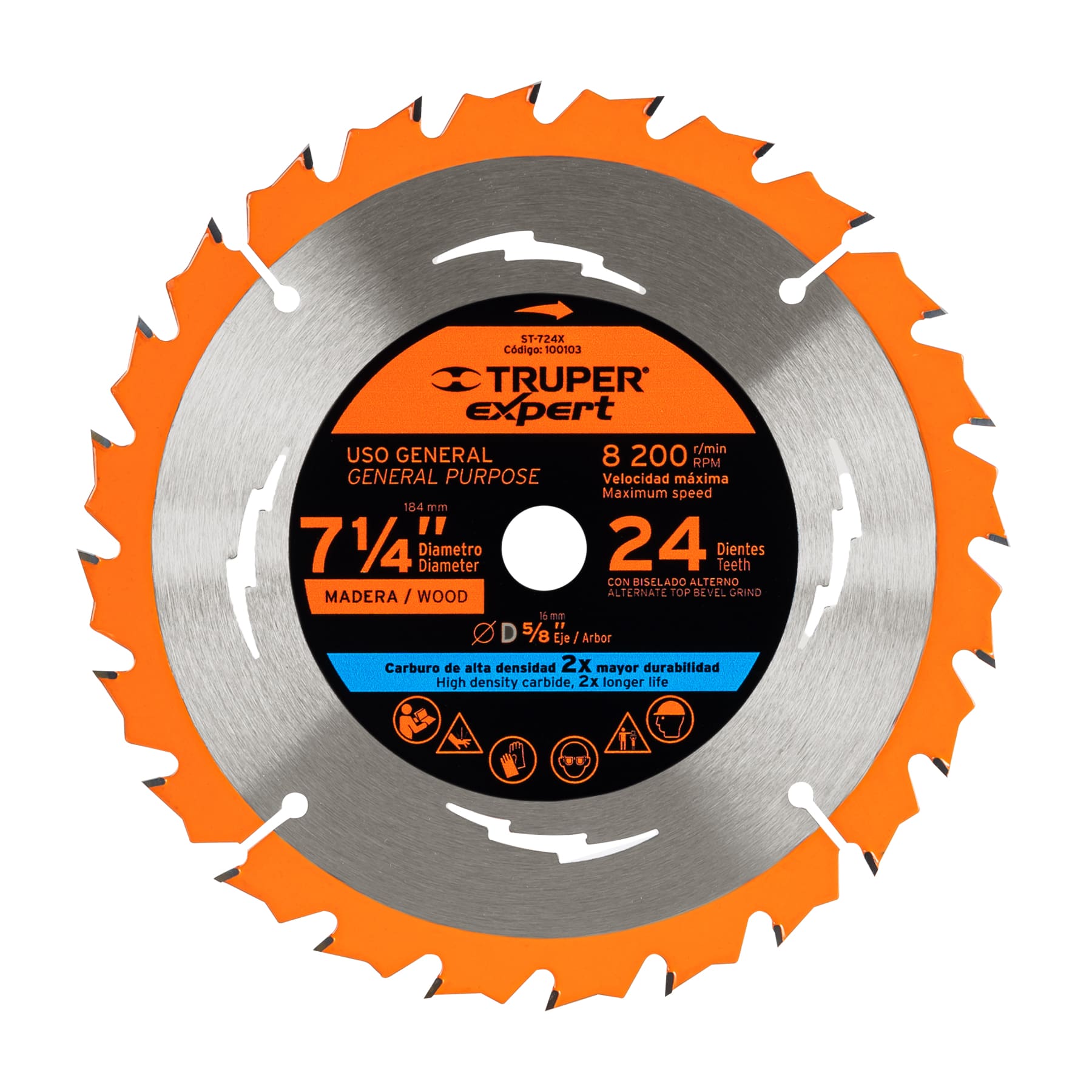 Disco sierra 7-1/4' p/madera, 24 dientes centro 5/8', Expert