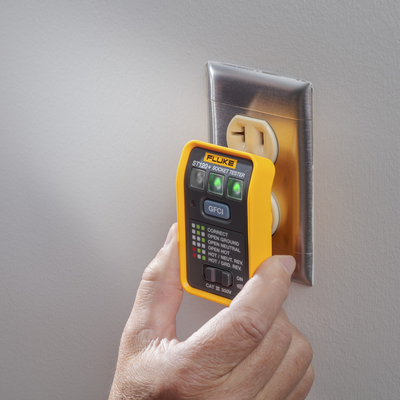 FLUKE - Probador de Tomacorriente Eléctrico Estándar o GFCI con Señal Acústica, Con LEDs de Alto Brillo y Gráfico Incluido Para Verificar Rápida y Fácilmente el Cableado