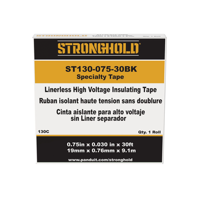 PANDUIT - Cinta Eléctrica STRONGHOLD para Aislar de Caucho EPR, Autoadhesiva, Uso Industrial en Uniones de Alto Voltaje y Temperatura , Grosor de 0.76mm (30 mil), Ancho de 19mm, y 9.1m de Largo, Color Negro