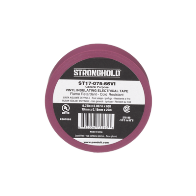 PANDUIT - Cinta Eléctrica STRONGHOLD para Aislar, de PVC, Uso General Reparación y Mantenimiento, Grosor de 0.18mm (7 mil), Ancho de 19mm, y 20.12m de Largo, Color Violeta