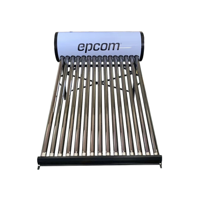 EPCOM - Bóiler Solar de 150L, Baja Presión con 15 Tubos de Vacío de Mayor Resistencia y Termotanque Inoxidable de Grado Alimenticio 150 L Resistentes a Granizo de Hasta 25 mm/ l, Incluye Anodo de Magnesio
