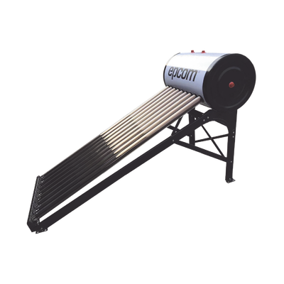EPCOM - Bóiler Solar de 90L, Baja Presión con 9 Tubos de Vacío de Mayor Resistencia y Termotanque Inoxidable de Grado Alimenticio, Resistentes a Granizo de Hasta 25 mm/ l , Incluye Anodo de Magnesio