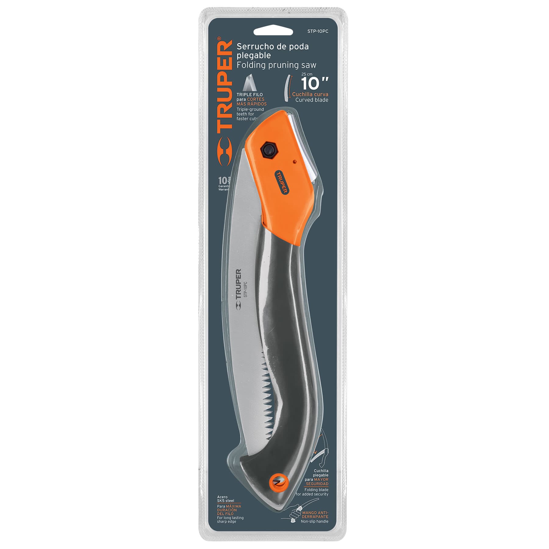 Serrucho plegable 10' hoja curva 5 DPP mango plastico,Truper