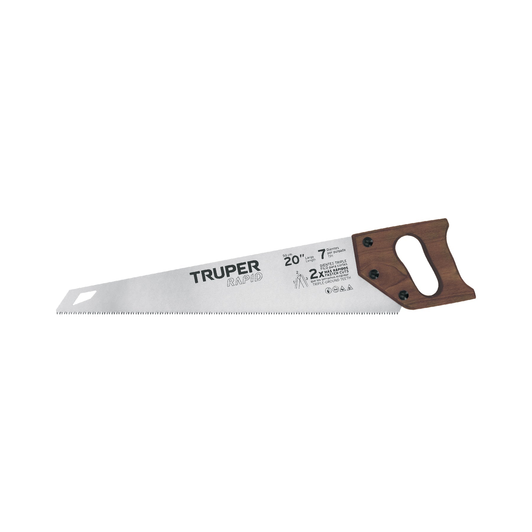 Serrucho Rapid 20', 7 DPP, mango de madera, Truper