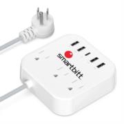 SMARTBIIT - Supresor de Picos Smartbitt SBSS-B3-5U 3 Contactos y 5 Puertos USB