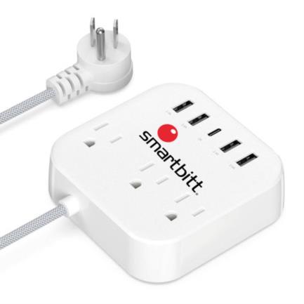 SMARTBIIT - Supresor de Picos Smartbitt SBSS-B3-5U 3 Contactos y 5 Puertos USB