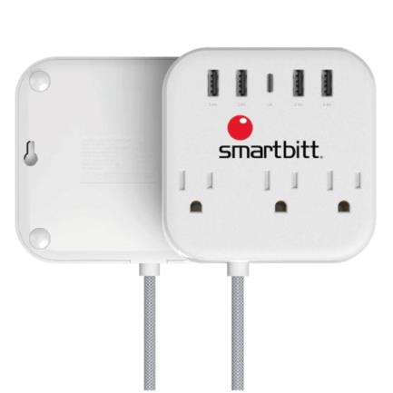 SMARTBIIT - Supresor de Picos Smartbitt SBSS-B3-5U 3 Contactos y 5 Puertos USB
