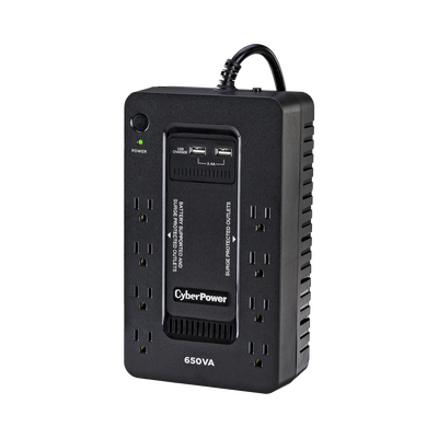 CYBERPOWER - UPS de 650 VA/390 W, Topología Standby con Modo Ahorrador ECO, Entrada 120 Vca NEMA 5-15P, Con 8 Tomas NEMA 5-15R