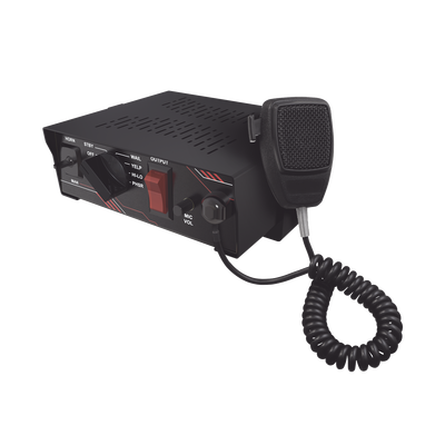 SIGNALPRO - Sirena Vehicular de 100W de Potencia, Con Switch Giratorio de 6 posiciones y Micrófono Integrado de Uso Rudo