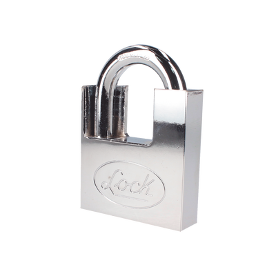 SURTEK - Candado de acero con Guarda Anti Palanca/ Acabado en Cromo Satinado / Doble Cerrojo / Medida 60 mm/ Nivel de seguridad 7/ 4 Llaves Abloy.