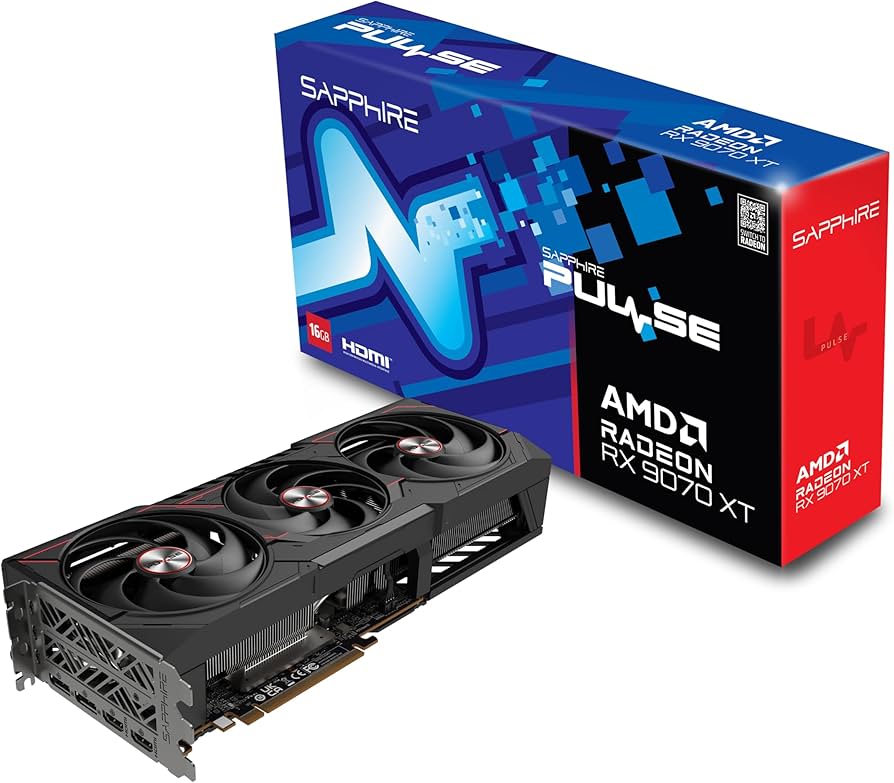 SAPPHIRE - Tarjeta de Video Sapphire Pulse Radeon RX 9070 XT Gaming 16GB Triple Fan GDDR6 256-bit PCIe 5.0 HDMI DP