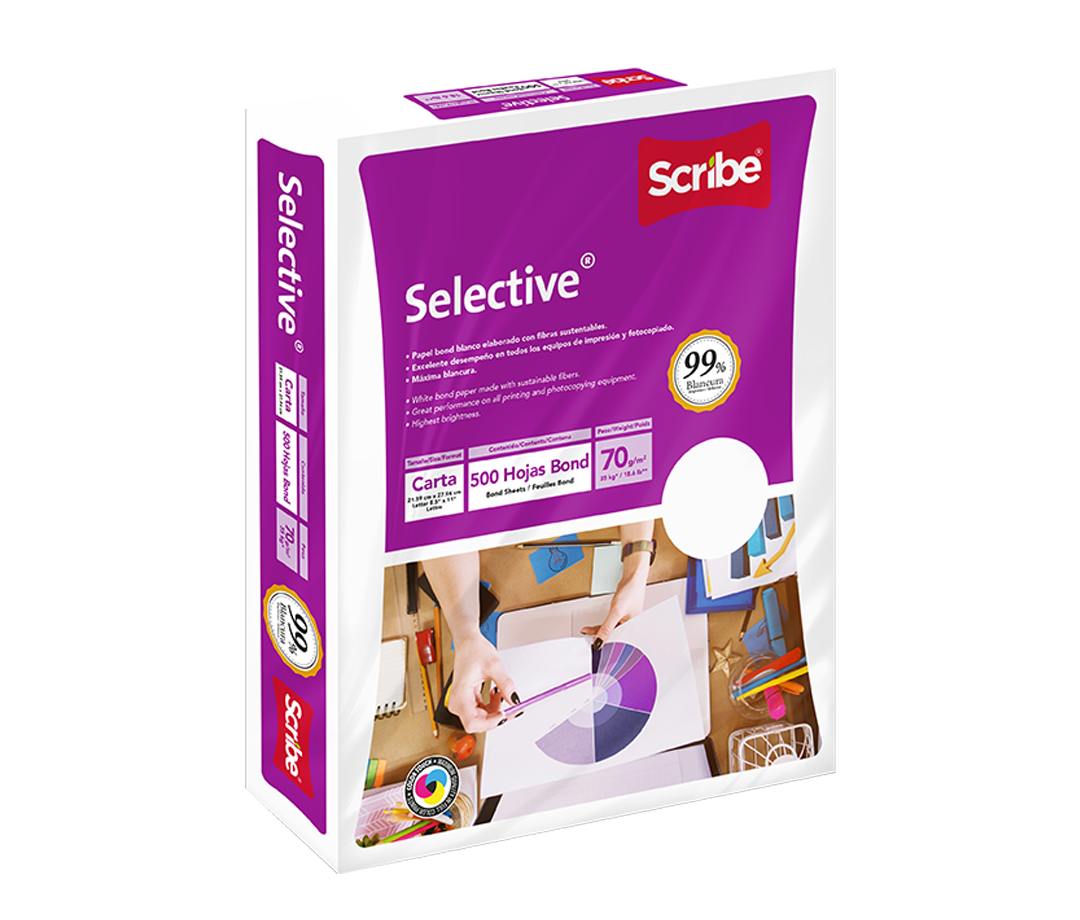 SCRIBE - Papel Cortado Scribe Selective Carta 99% Blancura 70gr Caja C/5000 Hojas