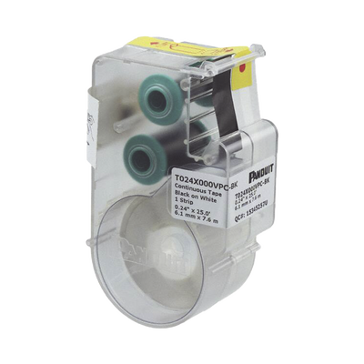 PANDUIT - Casete de Etiqueta de Vinilo de Cinta Continua, Color Negro Sobre Blanco, Uso Interior/Exterior, 6.1 mm de Ancho x 7.6 Metros (24.93 Pies) de Largo