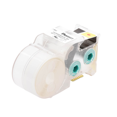 PANDUIT - Casete de Etiquetas de Vinilo de Cinta Continua, Color Negro Sobre Blanco, Uso Interior/Exterior, 9.65 mm de Ancho x 7.6 Metros (24.93 Pies) de Largo