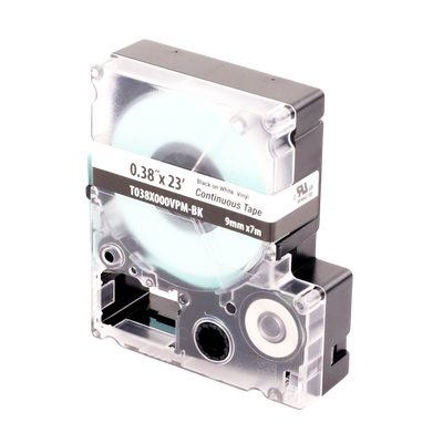 PANDUIT - Casete de Etiquetas de Vinilo de Cinta Continua, Color Negro Sobre Blanco, Uso Interior/Exterior, 9 mm de Ancho x 7.6 Metros de Largo (24.93 Pies)