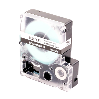 PANDUIT - Casete de Etiquetas de Vinilo de Cinta Continua, Color Negro Sobre Blanco, Uso Interior/Exterior, 9 mm de Ancho x 7.6 Metros de Largo (24.93 Pies)