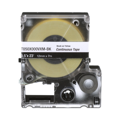 PANDUIT - Casete de Etiquetas de Vinilo de Cinta Continua, Color Negro Sobre Amarillo, Uso Interior/Exterior, 9 mm de Ancho x 7 Metros (22.97 Pies) de Largo