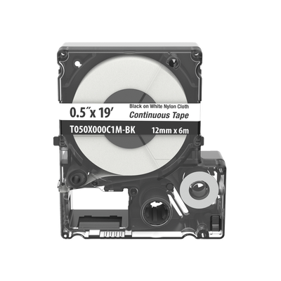 PANDUIT - Casete de Etiquetas de Nylon de Cinta Continua, Color Negro Sobre Blanco, Uso Interior/Exterior, 12 (0.5 Pulgadas) mm de Ancho x 6 Metros (19.69 Pies) de Largo