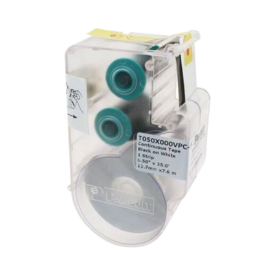 PANDUIT - Casete de Etiqueta de Vinilo de Cinta Continua, Color Negro Sobre Blanco, Uso Interior/Exterior, 12.7 mm de Ancho x 7.6 Metros (24.93 Pies) de Largo