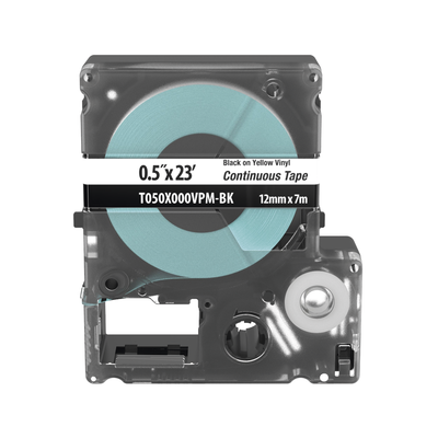 PANDUIT - Casete de Etiquetas de Vinilo de Cinta Continua, Color Negro Sobre Blanco, Uso Interior/Exterior, 12 (0.5 Pulgadas) mm de Ancho x 7 Metros (22.97 Pies) de Largo