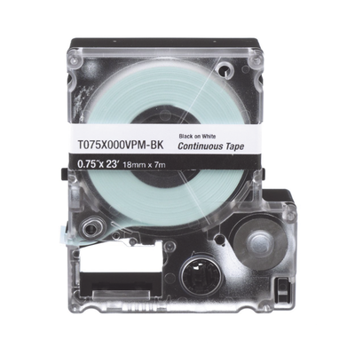 PANDUIT - Casete de Etiquetas de Vinilo de Cinta Continua, Color Negro Sobre Blanco, Uso Interior/Exterior, 18 mm de Ancho x 7 Metros (22.97 pies) de Largo