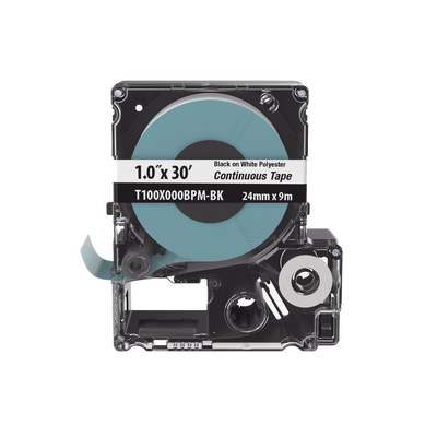 PANDUIT - Casete de Etiquetas de Poliéster de Cinta Continua, Color Negro Sobre Blanco, Uso Interior/Exterior, 24 mm (0.94 Pulgadas) de Ancho x 9.1 Metros (29.86 Pies) de Largo