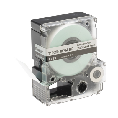 PANDUIT - Casete de Etiquetas de Vinilo de Cinta Continua, Color Negro Sobre Blanco, Uso Interior/Exterior, 24 mm (0.94 Pulgadas) de Ancho x 7.6 Metros (24.93 Pies) de Largo