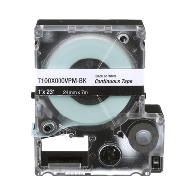 PANDUIT - Casete de Etiquetas de Vinilo de Cinta Continua, Color Negro Sobre Blanco, Uso Interior/Exterior, 24 mm (0.94 Pulgadas) de Ancho x 7.6 Metros (24.93 Pies) de Largo