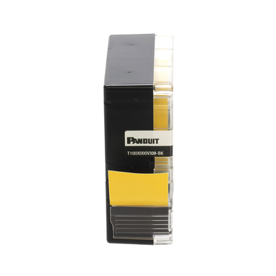 PANDUIT - Casete de Etiquetas de Vinilo de Cinta Continua, Color Negro Sobre Amarillo, Uso Interior/Exterior, 24 mm (0.94 Pulgadas) de Ancho x 7 Metros (23 Pies) de Largo