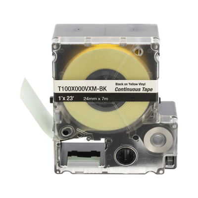 PANDUIT - Casete de Etiquetas de Vinilo de Cinta Continua, Color Negro Sobre Amarillo, Uso Interior/Exterior, 24 mm (0.94 Pulgadas) de Ancho x 7 Metros (23 Pies) de Largo