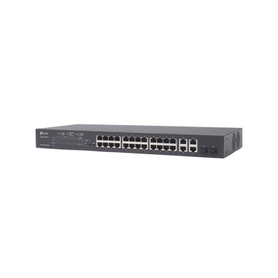 TP-LINK - Smart Switch PoE+ administrable Capa 2, 24 puertos 10/100 Mbps, 4 puertos 10/100/1000 Mbps + 2 puertos SFP combo, 192 W