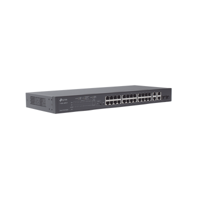 TP-LINK - Smart Switch PoE+ administrable Capa 2, 24 puertos 10/100 Mbps, 4 puertos 10/100/1000 Mbps + 2 puertos SFP combo, 192 W