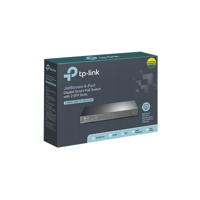 TP-LINK - Switch PoE JetStream Administrable 8 puertos 10/100/1000 Mbps + 2 puertos SFP, 8 puertos PoE, 61W