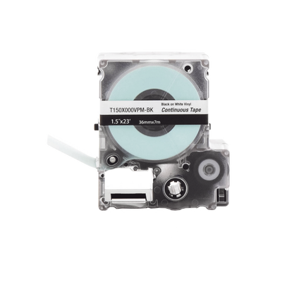 PANDUIT - Casete de Etiquetas de Vinilo de Cinta Continua, Color Negro Sobre Blanco, Uso Interior/Exterior, 36 mm (1.42 Pulgadas) de Ancho x 7.6 Metros (24.93 Pies) de Largo