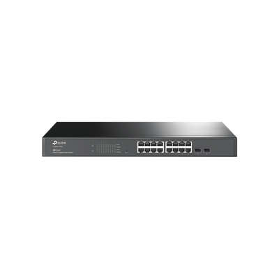 TP-LINK - Smart Switch administrable Capa 2, 16 puertos 10/100/1000 Mbps + 2 puertos SFP