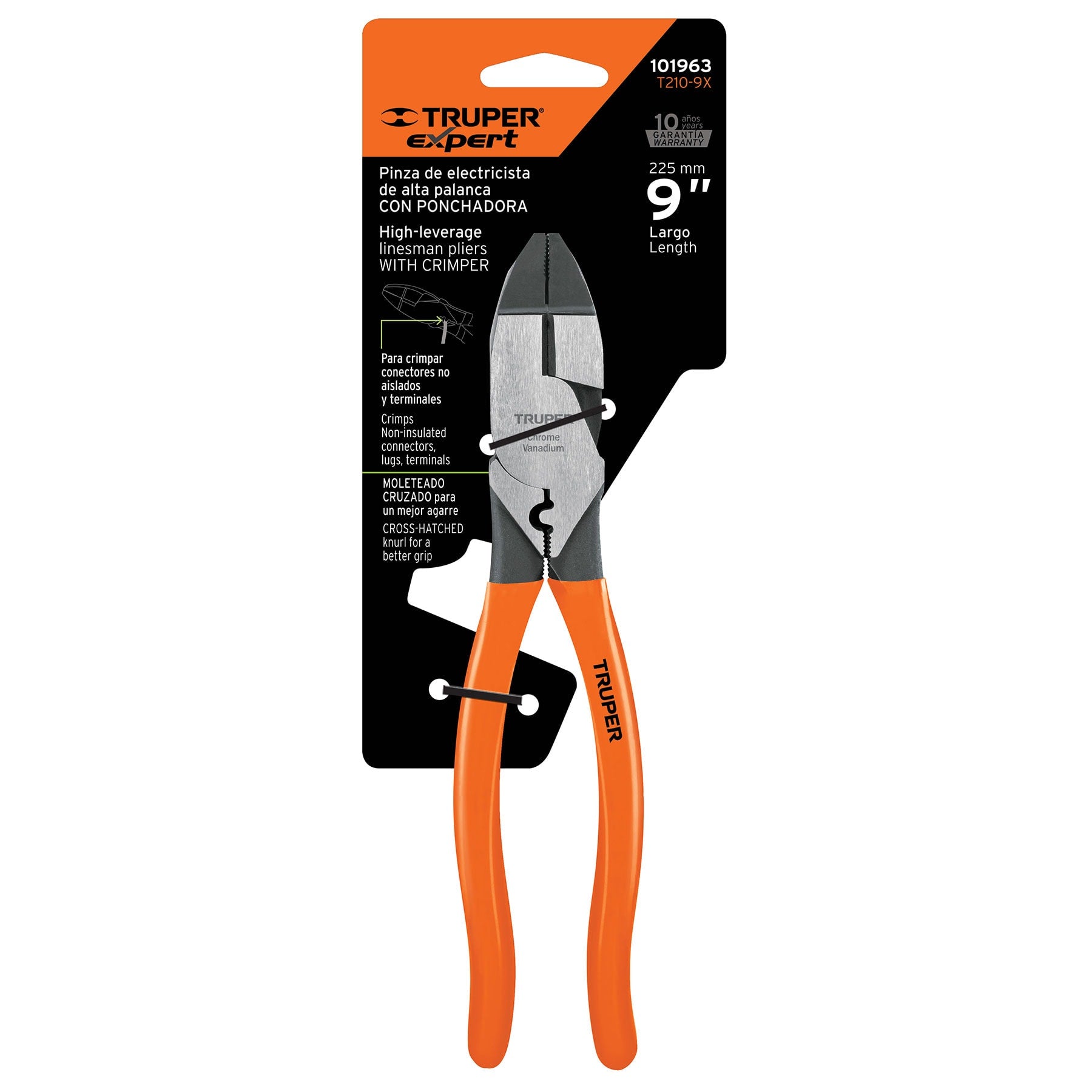 Pinza para electricista 9' c/ponchador de terminales, Expert