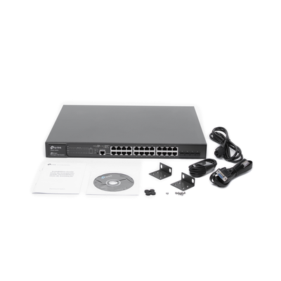 TP-LINK - Switch JetStream PoE+ administrable Capa 2, 24 puertos 10/100/1000 Mbps + 4 puertos SFP 384 W