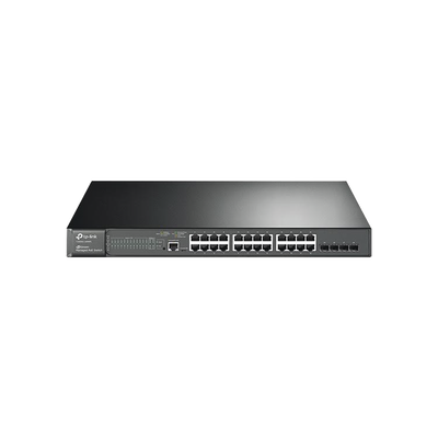 TP-LINK - Switch JetStream PoE+ administrable Capa 2, 24 puertos 10/100/1000 Mbps + 4 puertos SFP 384 W