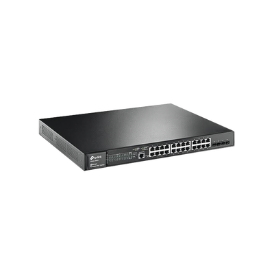TP-LINK - Switch JetStream PoE+ administrable Capa 2, 24 puertos 10/100/1000 Mbps + 4 puertos SFP 384 W